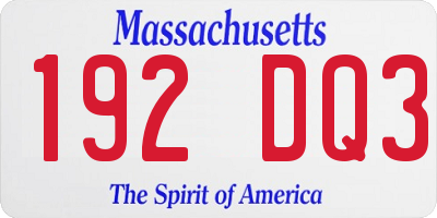 MA license plate 192DQ3
