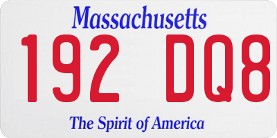 MA license plate 192DQ8