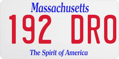 MA license plate 192DR0