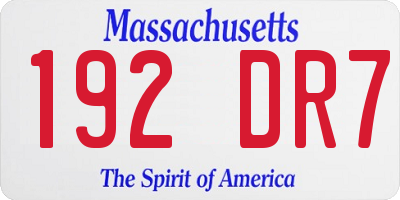 MA license plate 192DR7