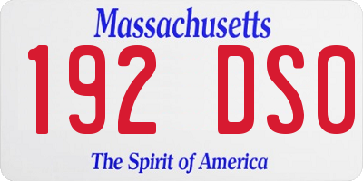 MA license plate 192DS0