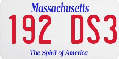 MA license plate 192DS3
