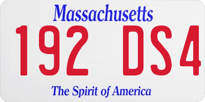 MA license plate 192DS4