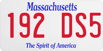 MA license plate 192DS5