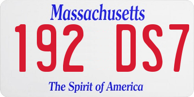 MA license plate 192DS7
