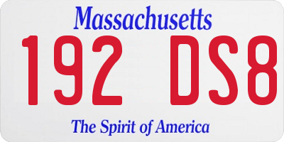 MA license plate 192DS8