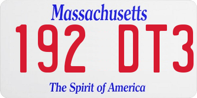 MA license plate 192DT3