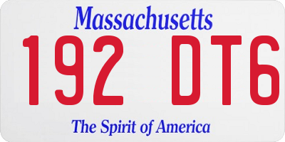 MA license plate 192DT6
