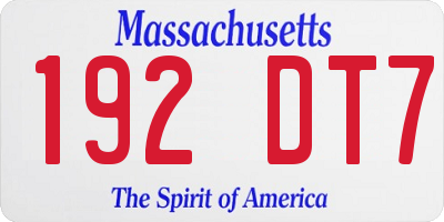 MA license plate 192DT7