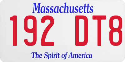 MA license plate 192DT8