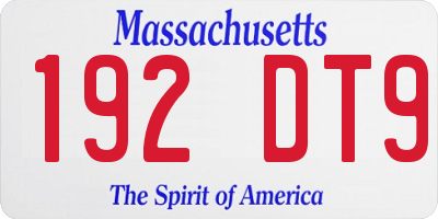 MA license plate 192DT9