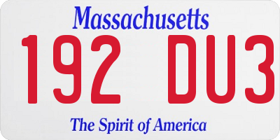 MA license plate 192DU3