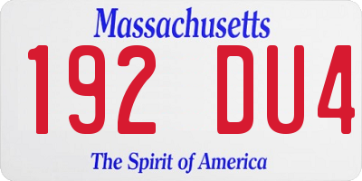 MA license plate 192DU4