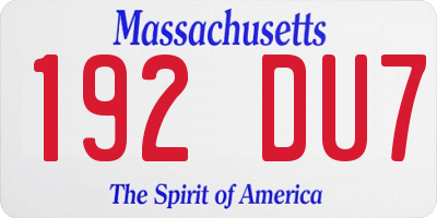 MA license plate 192DU7