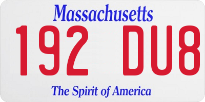 MA license plate 192DU8