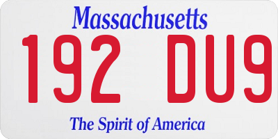 MA license plate 192DU9