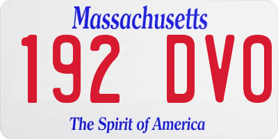 MA license plate 192DV0