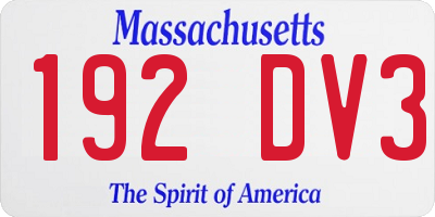 MA license plate 192DV3