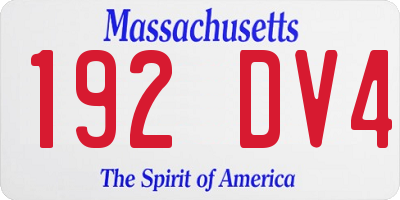 MA license plate 192DV4