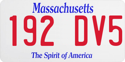 MA license plate 192DV5