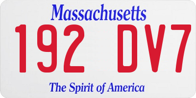 MA license plate 192DV7