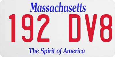 MA license plate 192DV8