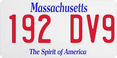 MA license plate 192DV9