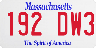 MA license plate 192DW3