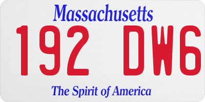 MA license plate 192DW6