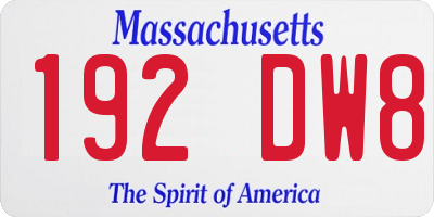 MA license plate 192DW8