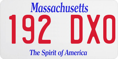 MA license plate 192DX0
