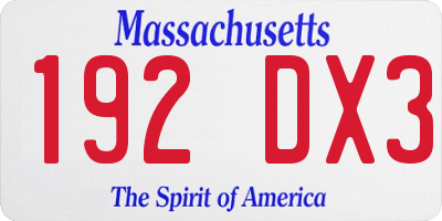 MA license plate 192DX3