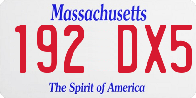 MA license plate 192DX5