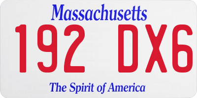 MA license plate 192DX6