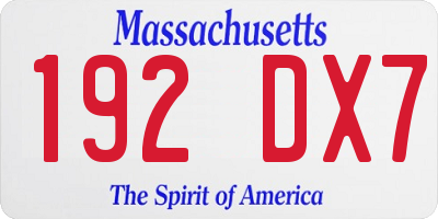 MA license plate 192DX7