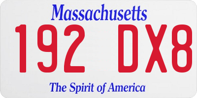 MA license plate 192DX8