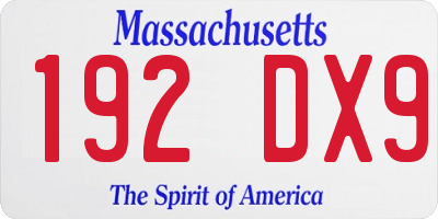 MA license plate 192DX9