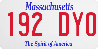 MA license plate 192DY0