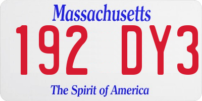 MA license plate 192DY3