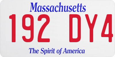 MA license plate 192DY4