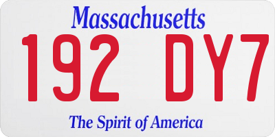 MA license plate 192DY7
