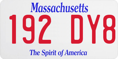MA license plate 192DY8