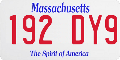 MA license plate 192DY9