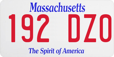 MA license plate 192DZ0