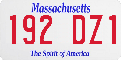 MA license plate 192DZ1
