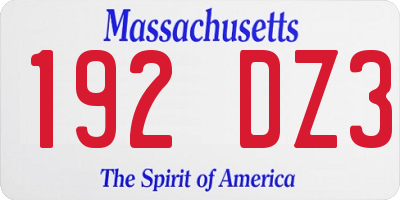 MA license plate 192DZ3