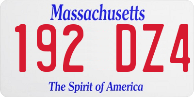 MA license plate 192DZ4