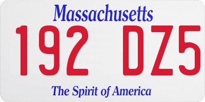 MA license plate 192DZ5