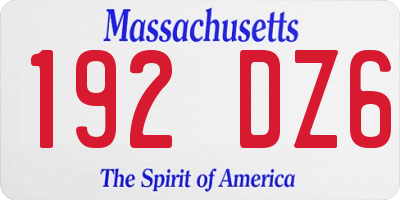 MA license plate 192DZ6