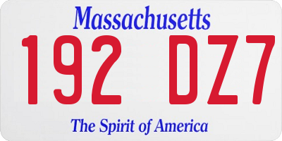 MA license plate 192DZ7